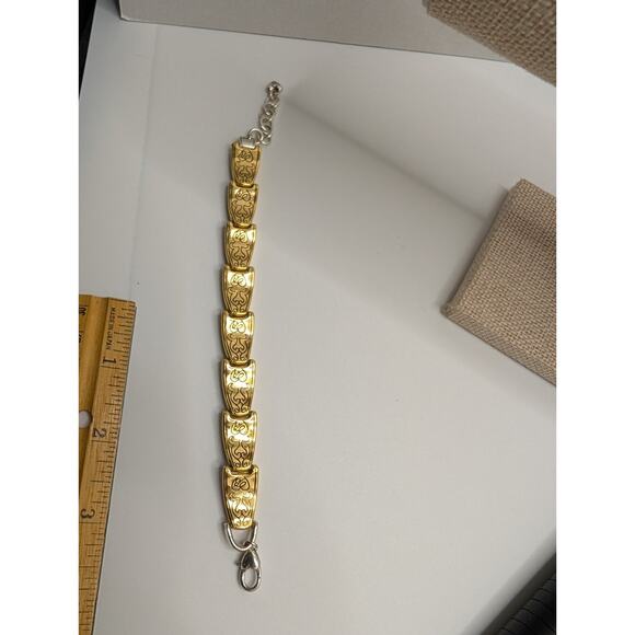 Brighton Two-Tone Crystal Accent Link Bracelet 7.5 Inch Length - Picture 8 of 8